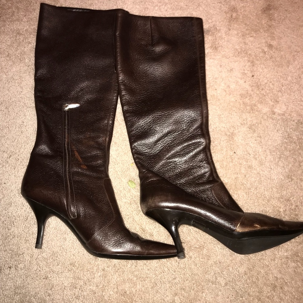 Sergio Rossi tall brown leather boots 41